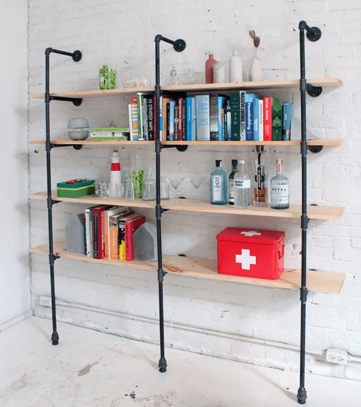 Homemade Modern DIY Pipe Shelves